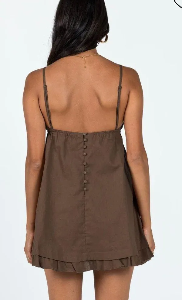 Princess Polly Empress Of Love Mini Dress Brown - Image 2