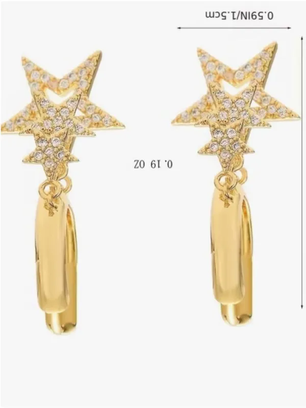 NEW Shooting Stars Zircon and Gold Hoop Earrings NWT - Image 3