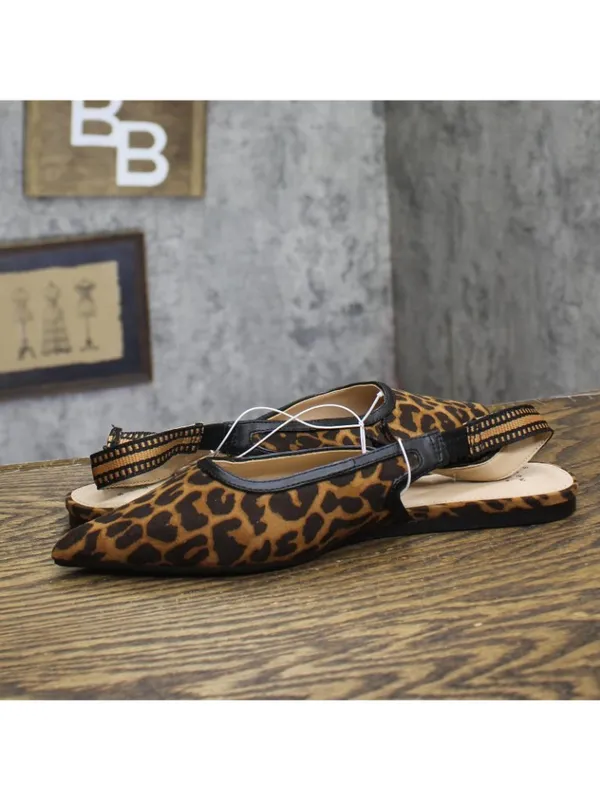 NEW A New Day London Lace Slingback Bow Flats 94303556 Cheetah Brown Multi 7.5M - Image 8