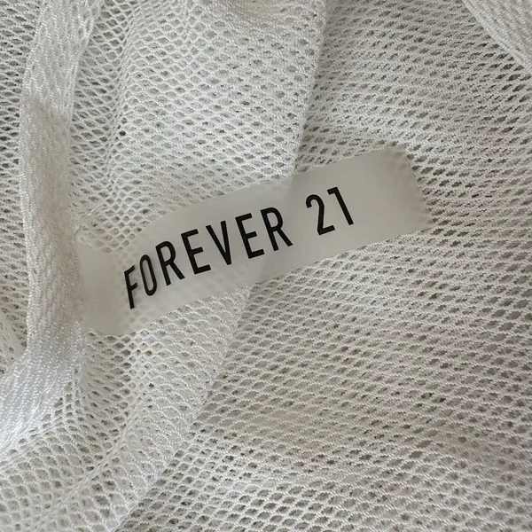 Forever 21 White Sheer Mesh Lace Cover-up Side Tie Swimwear Dress Size Large - Image 6