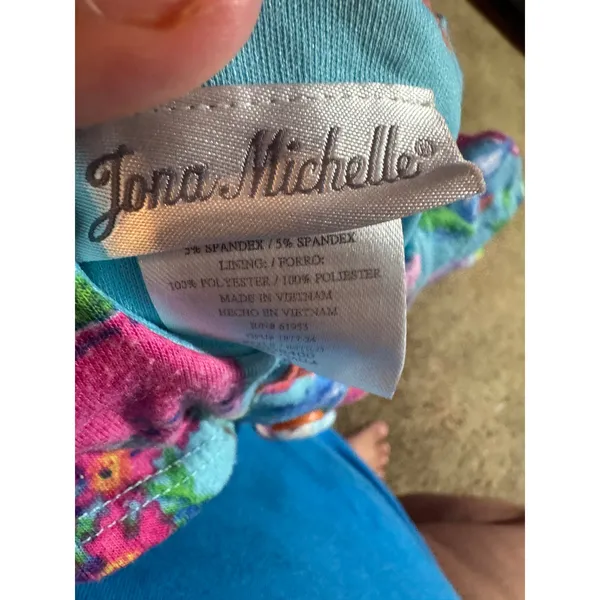 Jona Michelle Girls Blue Tropical Fruit Floral Print Tie Front Dress Size 6 - Image 4
