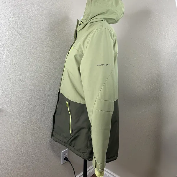 Boulder Gear Women’s Sz L Green Ski Snow Coat Jacket Full Zip Pockets Hooded - Image 4