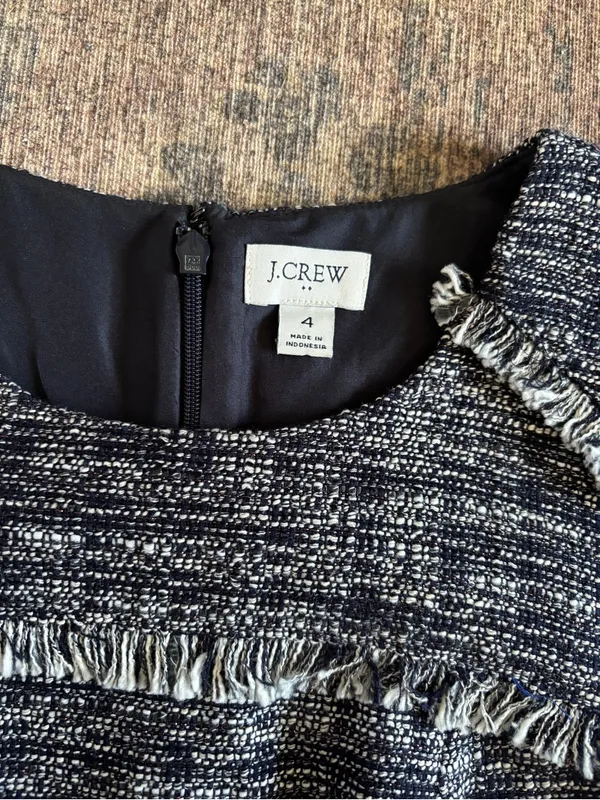 J. Crew Tweed Fringe Sheath Dress Size 4 - Image 2