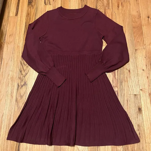 SHEIN Burgundy Ribbed Sweater Dress • L (NWT) - Image 2