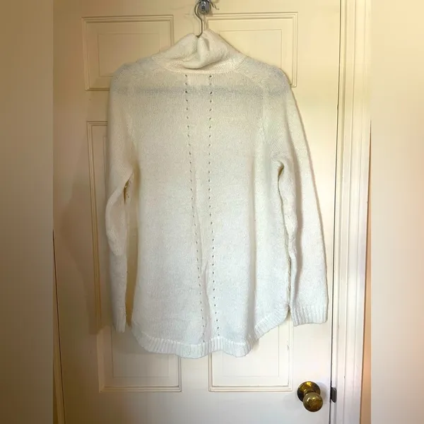 Lou & Grey Knit Detail Mock Neck Sweater Wool Alpaca Blend Size Medium Cream - Image 5