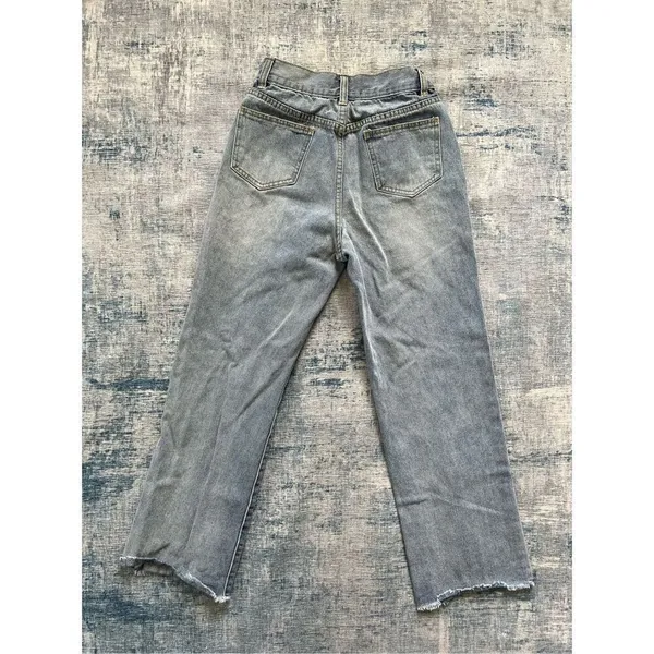 Princess Polly Light Wash High Rise Faded Cropped Straight Leg Mom Jeans Size 4 - Image 2