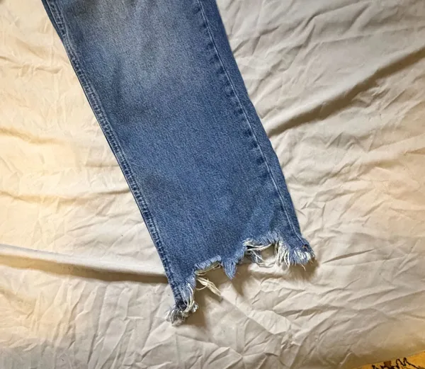 We The Free Free People Lita Mid-Rise Straight Leg Jeans with Distressed Hem - Image 2