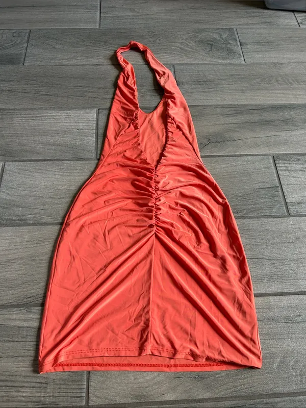 Windsor Coral Halter Mini Dress - Image 3