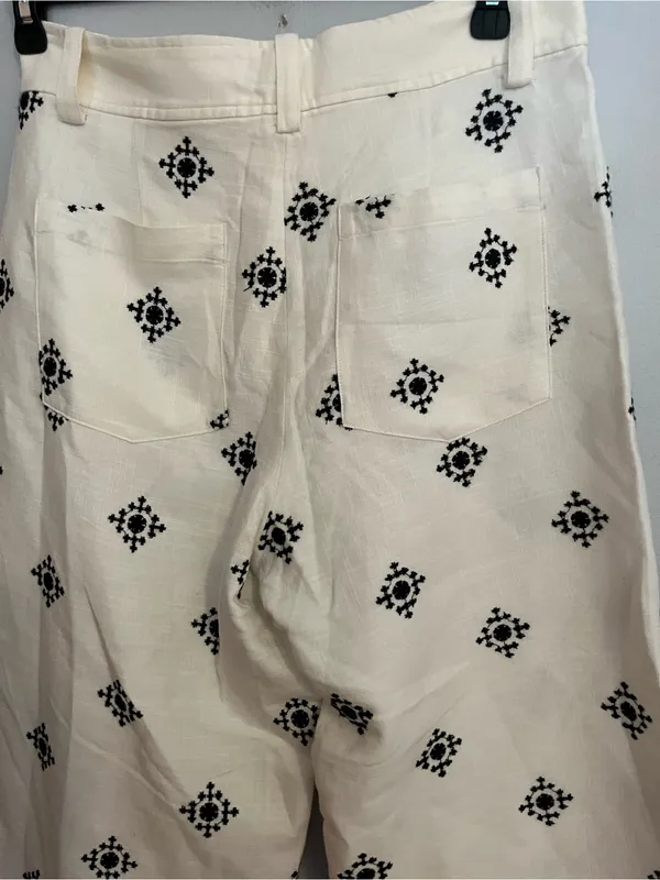 Zara Cream Wide-Leg Printed Chinos‎ - Image 3