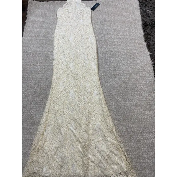 Lulus Zenith Cream Lace Maxi Dress NWT Size XS Halter Full Length Bridal Gown - Image 14
