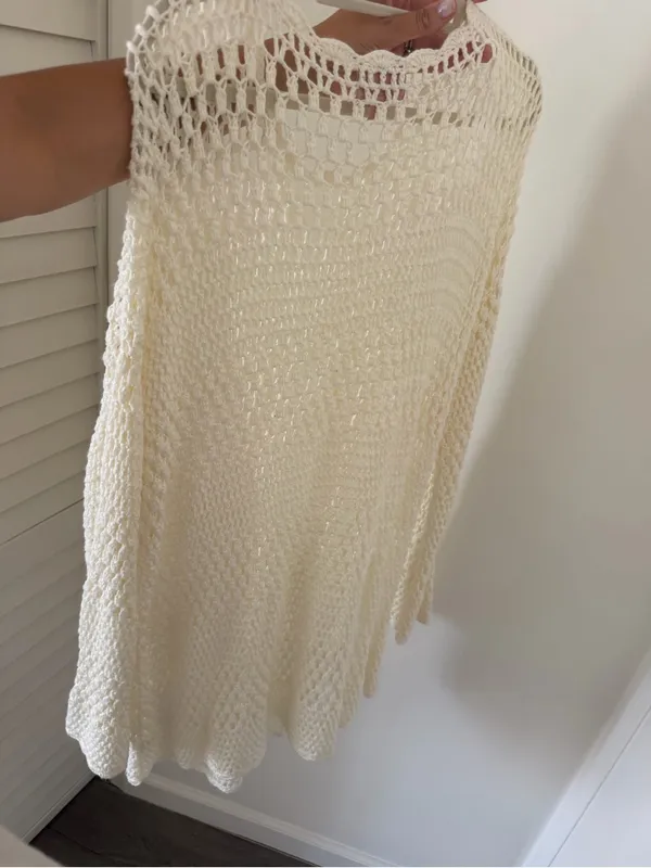 Show Me Your MuMu White Crochet Long-Sleeve Swim Coverup - Image 4