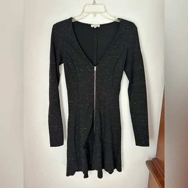 Aritzia Wilfred Zip Front Fit Flare Dress Black Long Sleeve Size S - Image 8