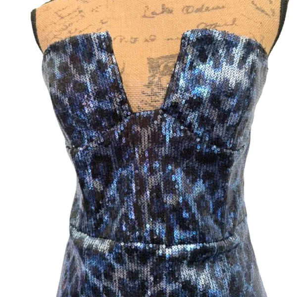 NWT Zara Blogger Favorite‎ Short Sequin Dress Blue Leopard Festive Size Medium - Image 5