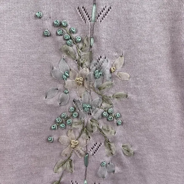 VTG Koret Sz L Knit Sweater Vest Embroidered Floral Cottagecore‎ Granny 90s - Image 4