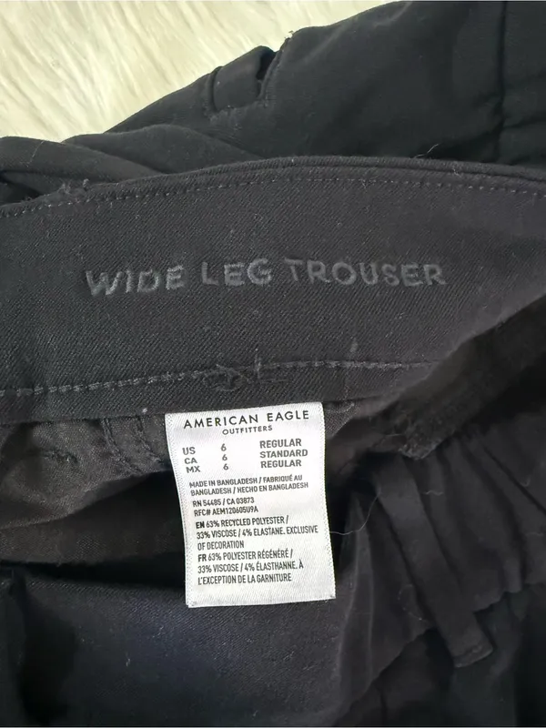 American Eagle Wide Leg Trousers Size 6 Black High Rise Stretch Dress Pants - Image 6