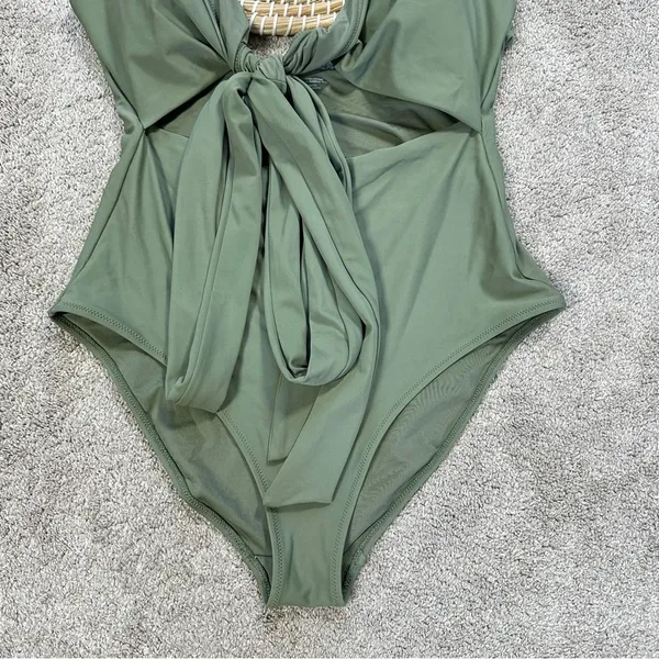 aerie Women’s Long Wrap Tie One Piece Full Coverage Swimsuit in Green L - Image 6