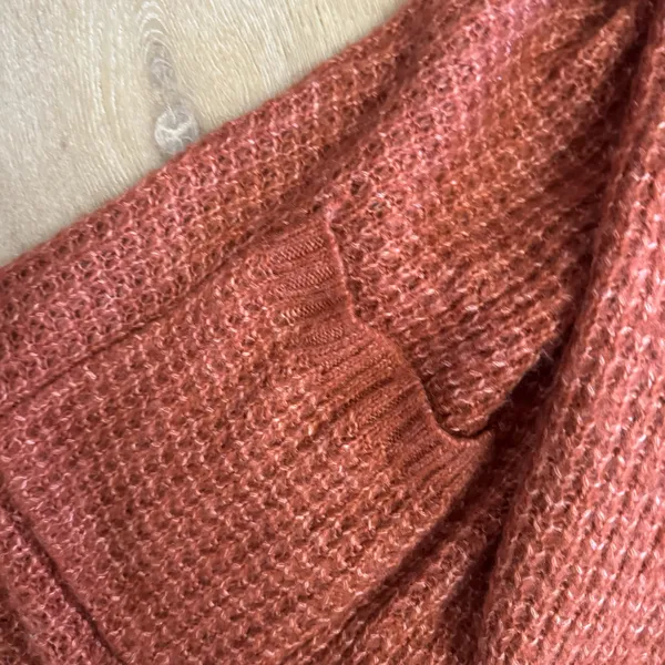 American Eagle Rust Waffle Knit Cardigan Sweater - Image 5