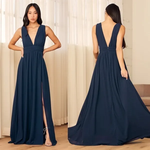 NWT Lulus Heavenly Hues Maxi Dress‎ in Navy Blue Size Medium - Image 2