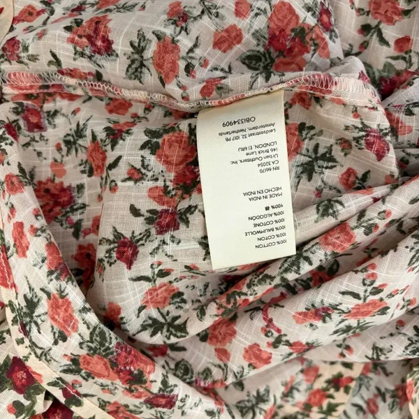 FREE PEOPLE Meant To‎ Be Blouse Floral Vintage Combo Ruffled Smocked Small - Image 12