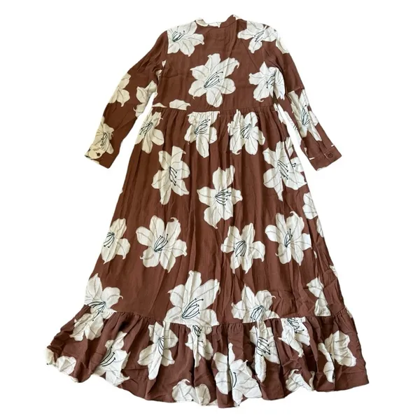 Anthropologie Brown Floral Maxi Dress - Image 4