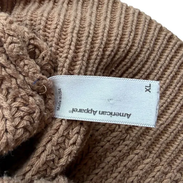 American Apparel 100%‎ Combed Cotton Chunky Tan Sweater Sz XL - Image 5