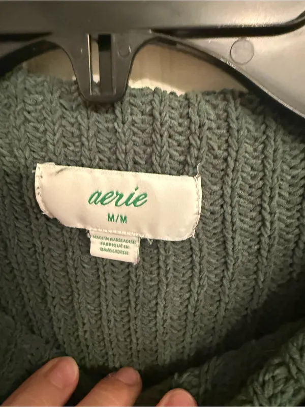 aerie Forest Green Chunky Knit Cowl Sweater - Image 5