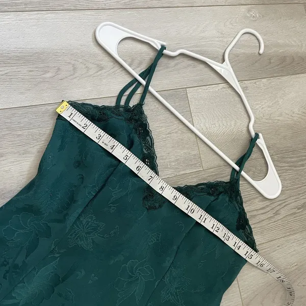 Victorias Secret Dress floral lace slip womens Green (xsmall) gold label vintage - Image 3