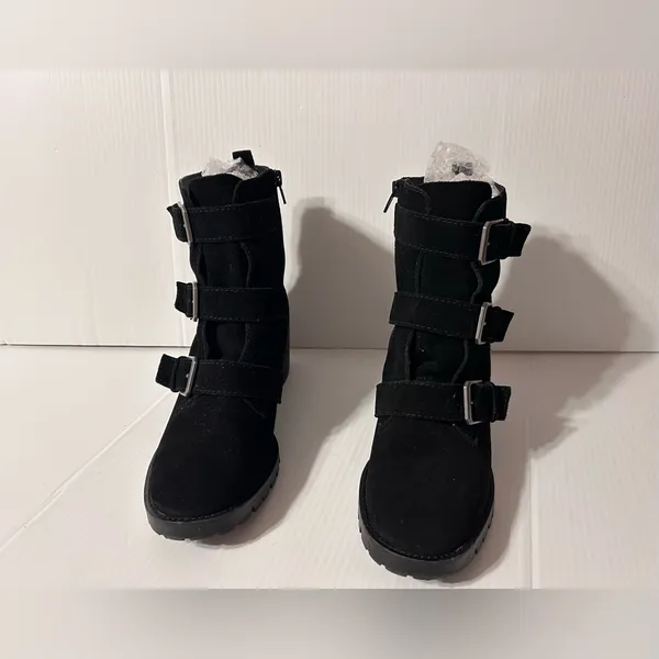 Crown Vintage ASISA winter black suede block heel boots women size 10 - Image 4