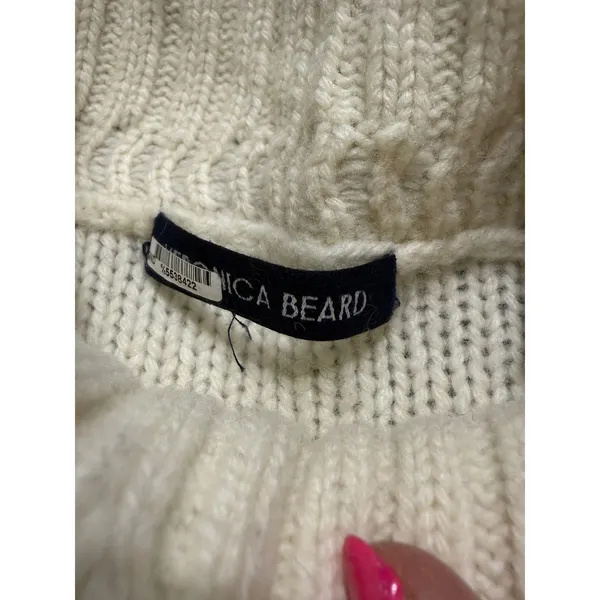 Veronica Beard Ivory Navy Striped Wool Blend Mock Neck Sweater J2310KD16K0211 - Image 4