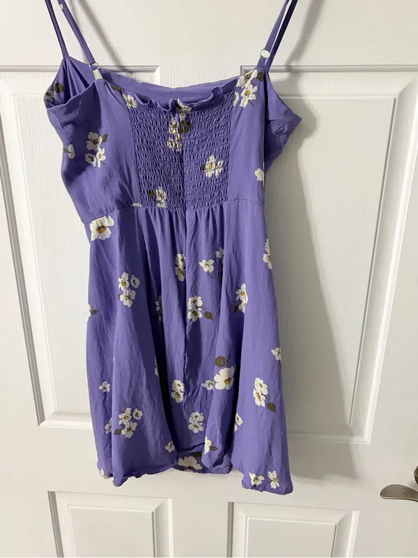 Reformation Lavender Floral Spaghetti-Strap Dress - Image 5