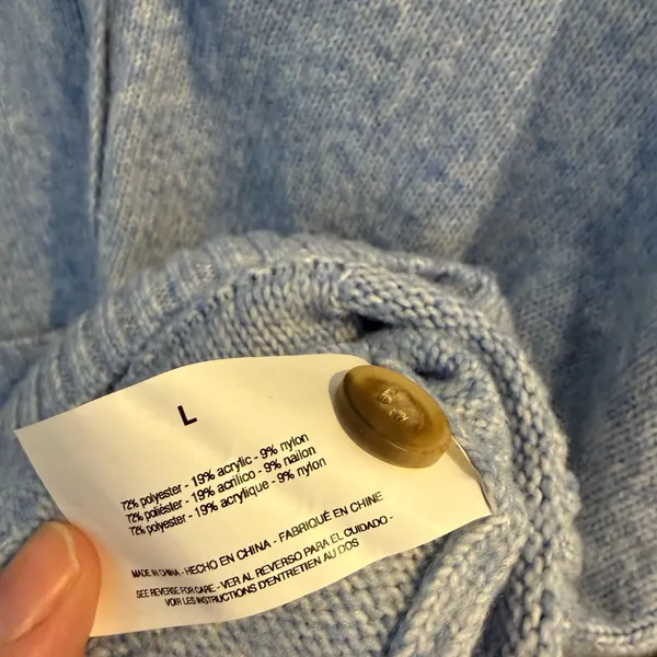 Ella Moss Heathered Light Blue V-Neck Button Front Cardigan - Image 7