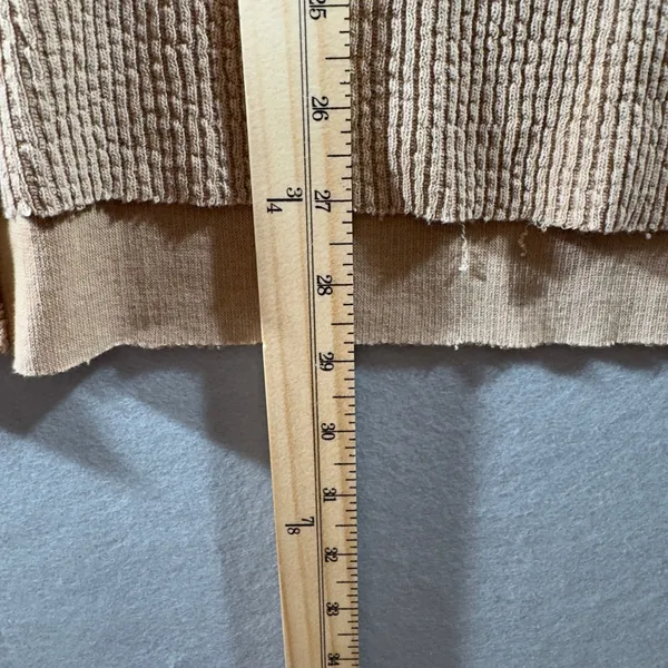 327 | Aerie Women Medium Oversized V-Neck Waffle Knit‎ Thermal Sweater Tan - Image 5