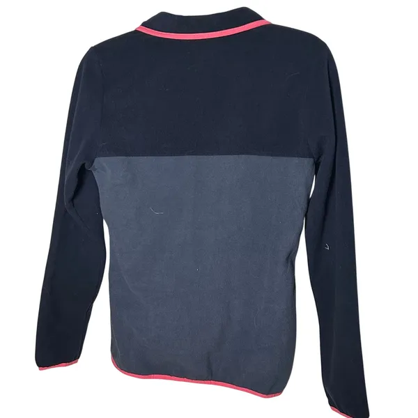 Columbia Navy Grey Pink Trim Benton Springs Fleece Snap Pullover Gorpcore Hike - Image 6