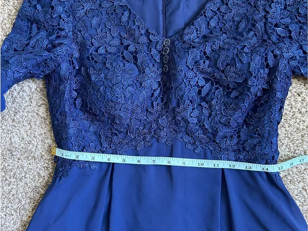 JJ’s House Mother of the Bride Formal Wedding Blue Lace Gown Dress - Image 8