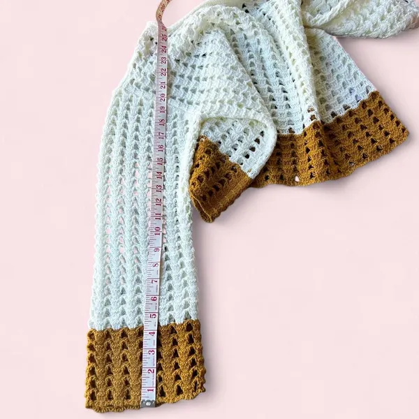 White and brown crochet sweater Size M - Image 4