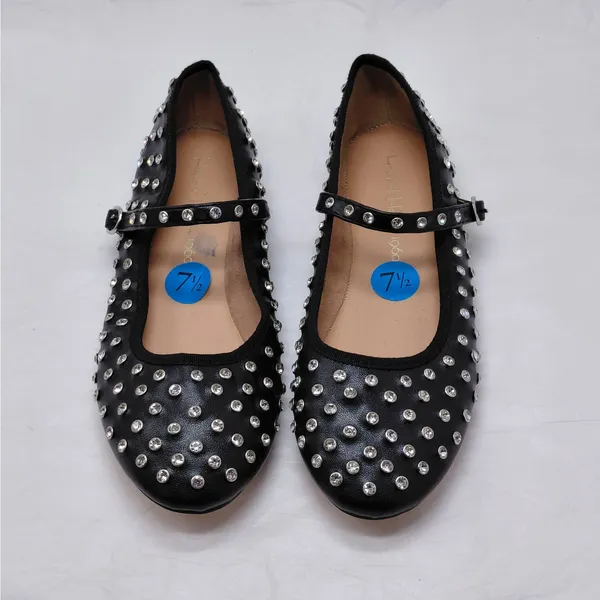 House of Harlow Mary Jane Ballet Flats Size 7.5 Black Rhinestone Y2K Glam Shoes - Image 11