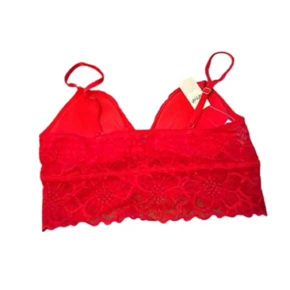 Aerie‎ Red Lace Sleeveless Pullover Padded Bralette Sz M NEW - Image 2