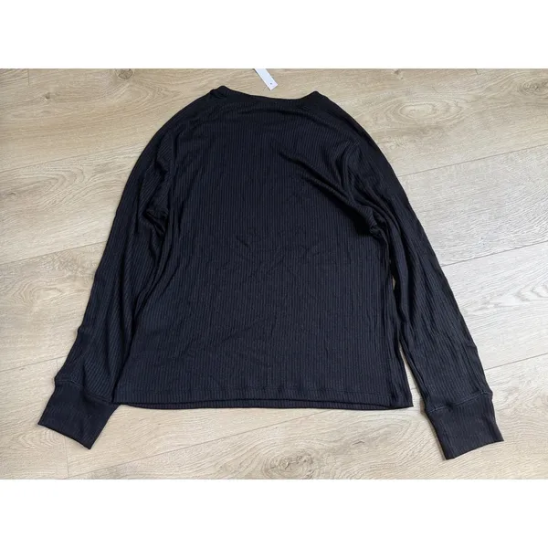 NWT MADEWELL Ribbed Crewneck Long-Sleeve TEE TOP Stretch Black Casual SIZE XL - Image 2