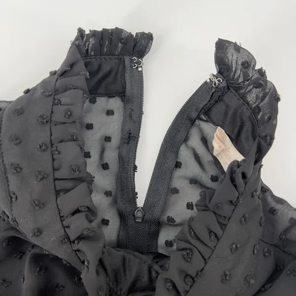 Altar'd State Mini Dress Swiss Dot Ruffle Mock Neck Long Sleeve Black Women XL‎ - Image 6