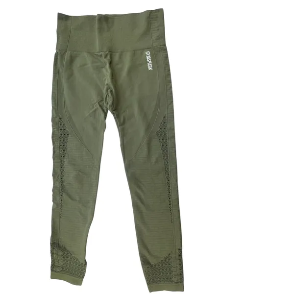 Gymshark Energy Seamless Leggings Olive Green Womens Medium High Waist Eyelet - Image 11