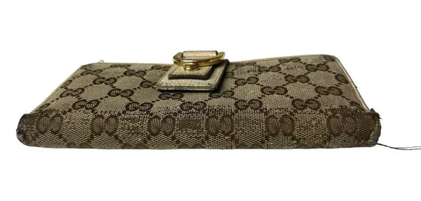 Gucci D Ring GG Canvas leather Continental Wallet Cream leather interior - Image 8