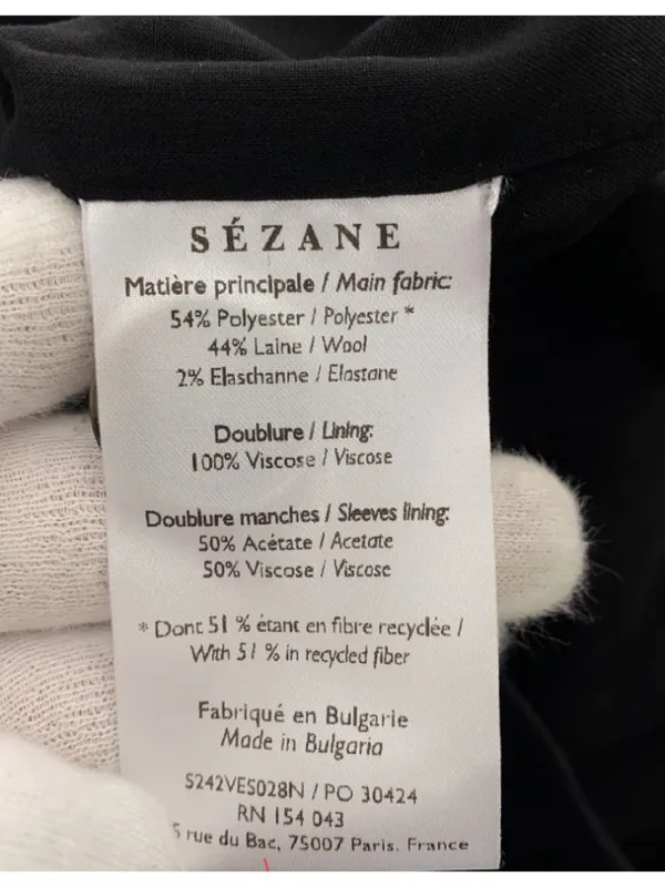 Sezane will wool black jacket SZL bust 46 - Image 4