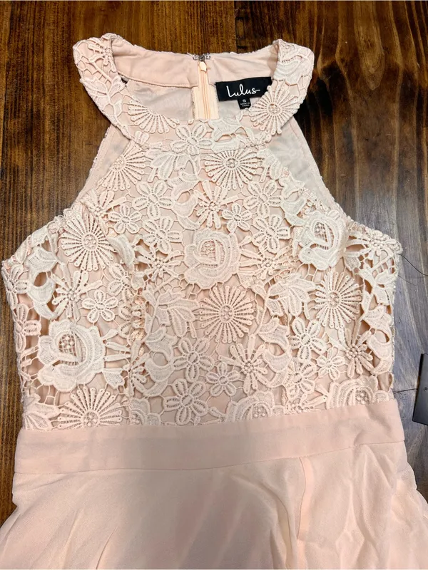 Lulus Picture Perfect Blush Lace Maxi Dress Size Small NWT - Image 7