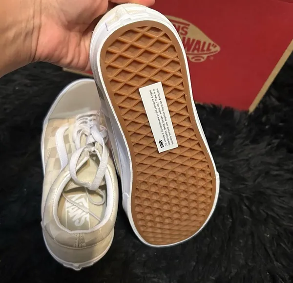VANS old skool checkerboard suede satin lace up shoes sneakers women’s 8 new - Image 4