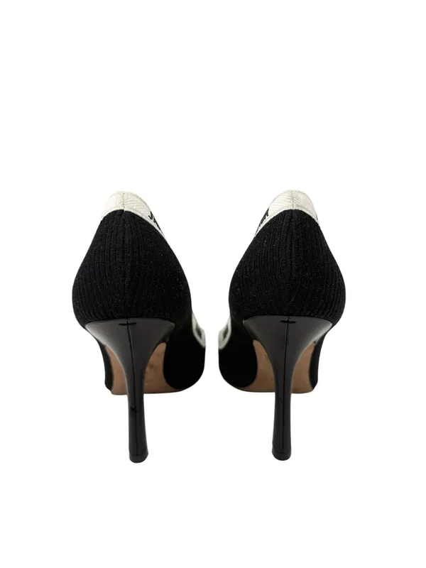 Dior J’Adior Logo Ribbon Black Canvas Slip On Pointed Toe Pumps Size 38 - Image 9