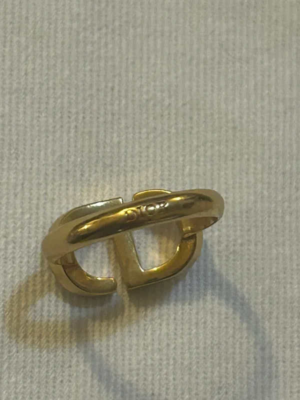 Petit CD Ring Gold-Finish Metal and Blue Crystals Size M - Image 8