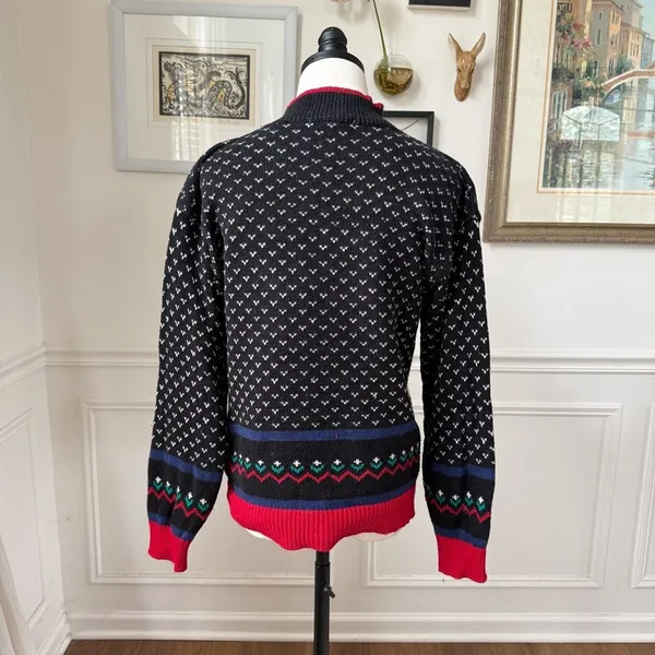 Vintage 90s Jordache Novelty Sweater Applique Embroidered Mock Neck Sweater M - Image 6