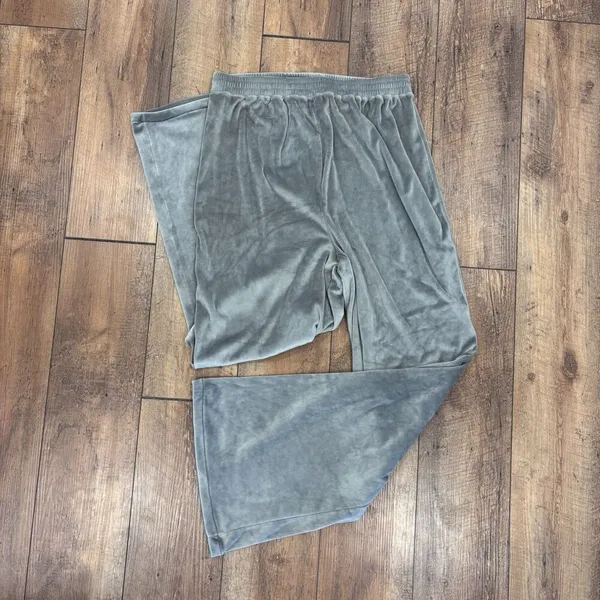 SKIMS Maternity Velour Wide Leg Lounge Pants Gray Soft Cozy Pregnant Women Large - Image 2