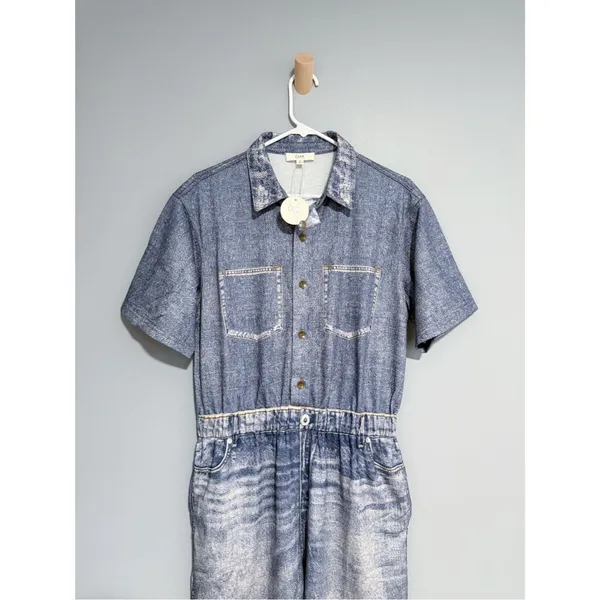 NWT Oddi Acid Washed Chambray Denim Jumpsuits Size Medium Casual - Image 6