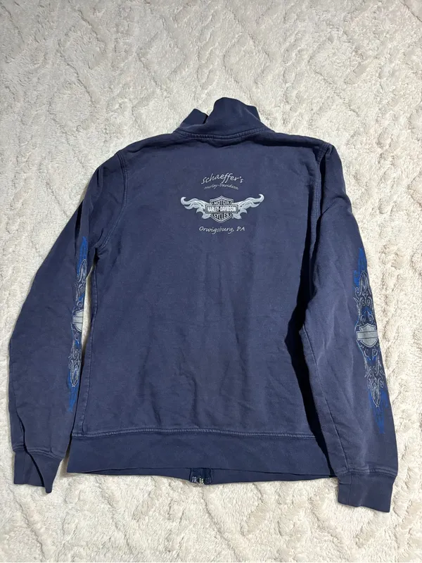 Blue Harley Davidson zip up women’s medium - Image 6